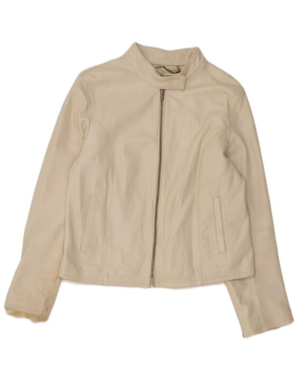 Vintage læderjakke til kvinder UK 14 Medium Beige