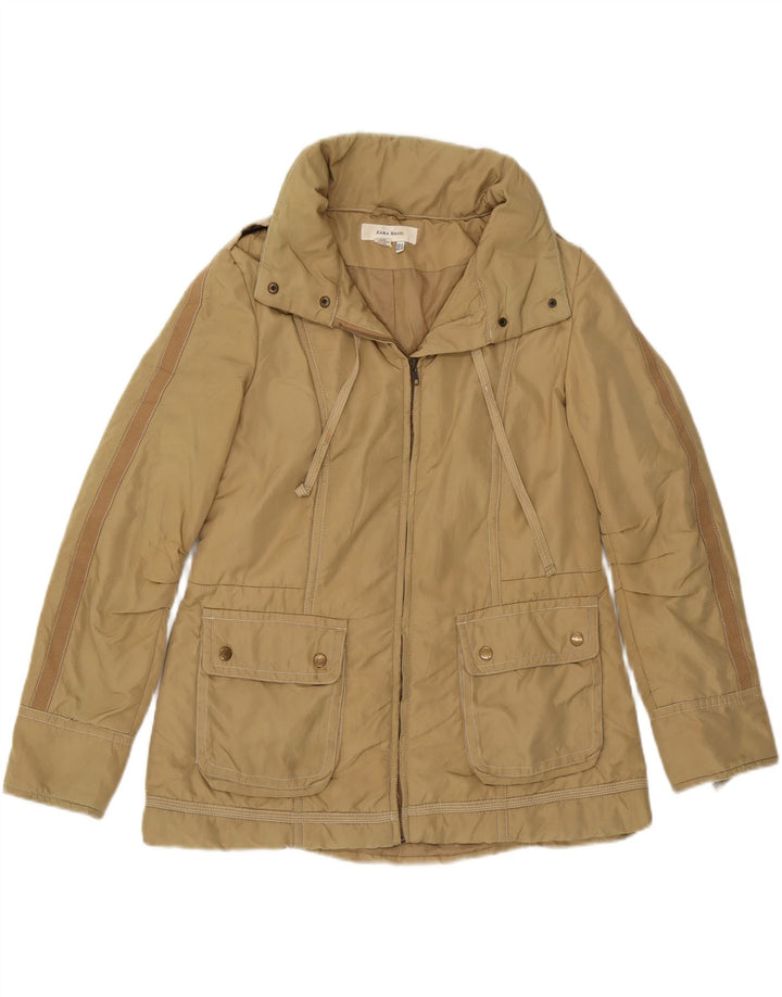 Zara Dame Polstret Jakke UK 18 XL Beige Nylon