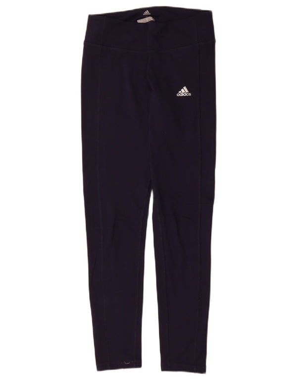 ADIDAS Dame Climawarm Leggings UK 8/10 Small Navy Blue Polyester