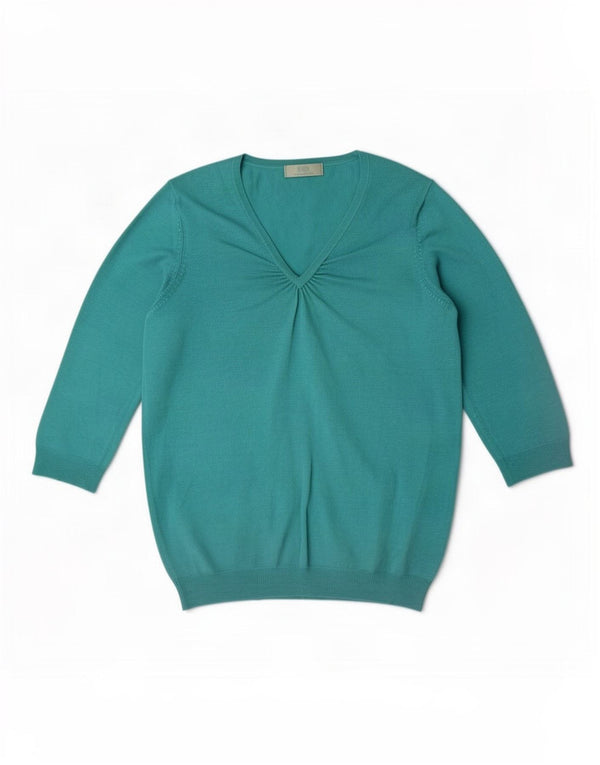Marks & Spencer Dame V-hals sweater UK 16 Stor turkis