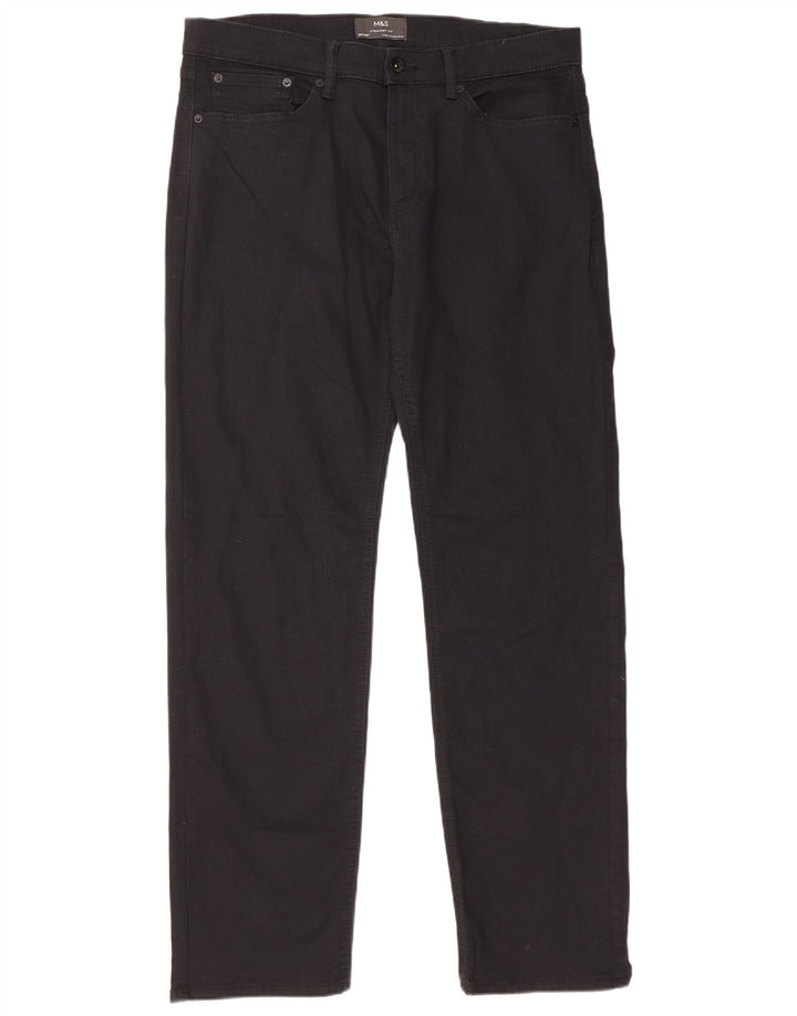 MARKS & SPENCER Straight jeans til mænd W34 L31 Sort bomuld