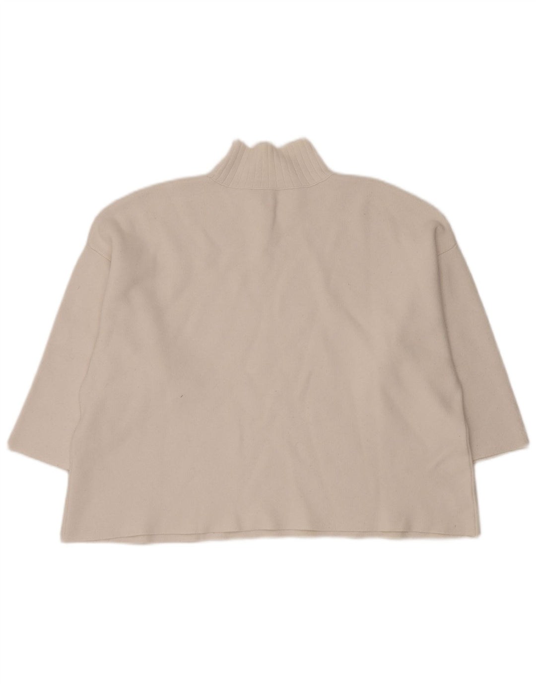 Zara Dame Oversized Crop Turtle Neck Jumper Sweater UK 14 Medium White
