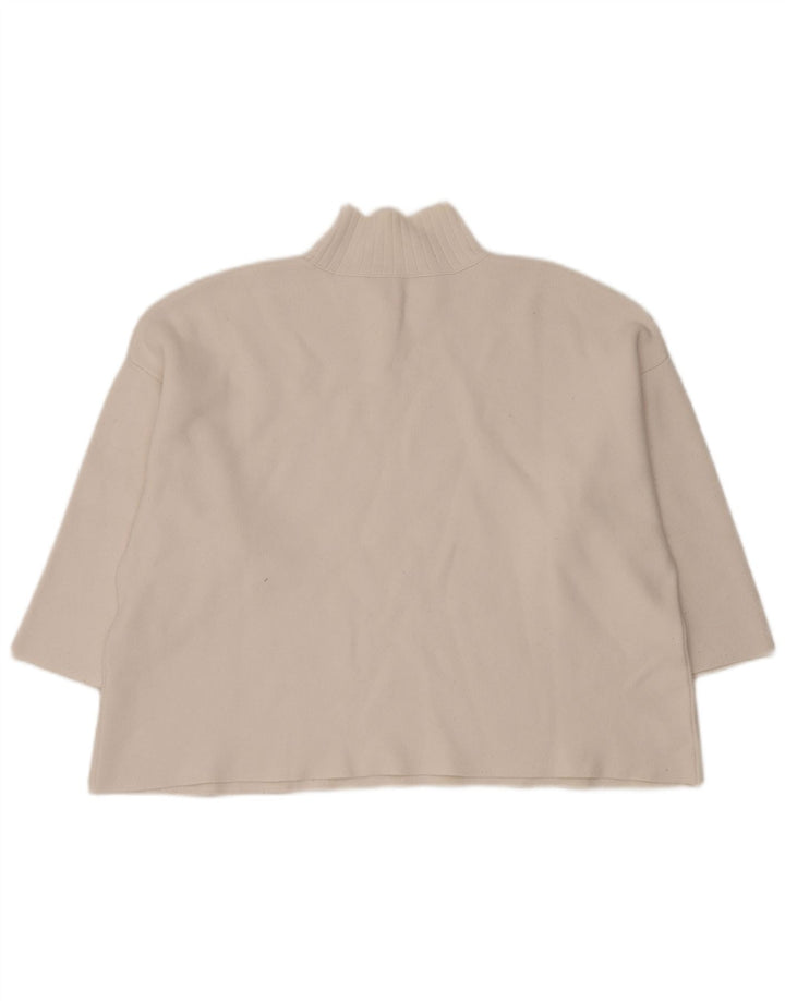 Zara Dame Oversized Crop Turtle Neck Jumper Sweater UK 14 Medium White