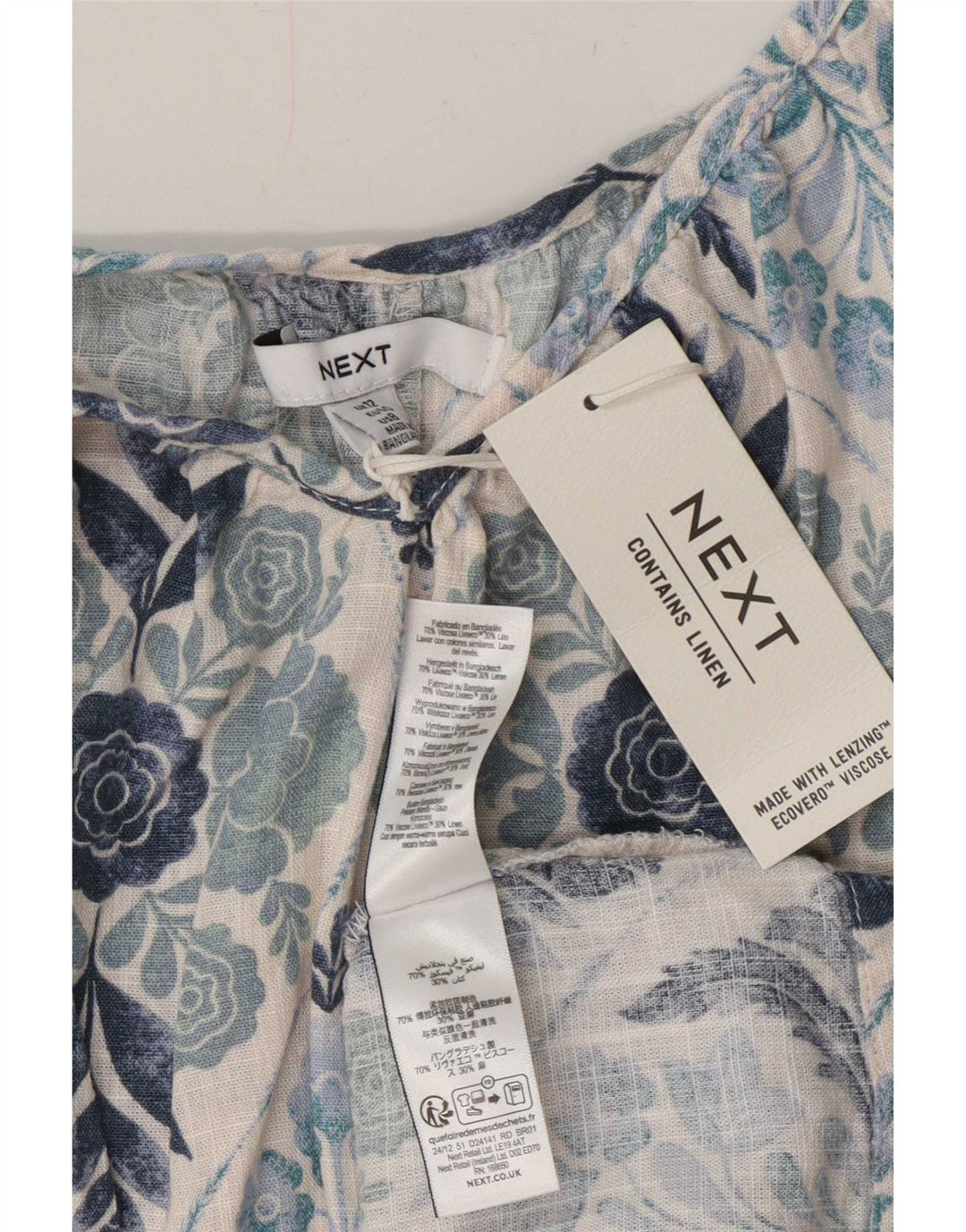 Næste Dame Oversized ærmeløs solkjole UK 12 Medium Blue Floral Bohemian