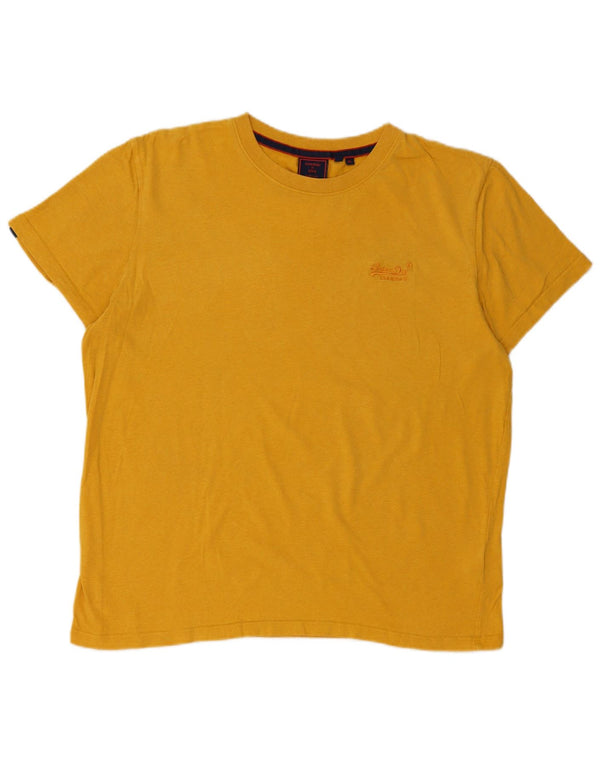 Superdry Womens T-Shirt Top UK 18 XL Yellow Cotton