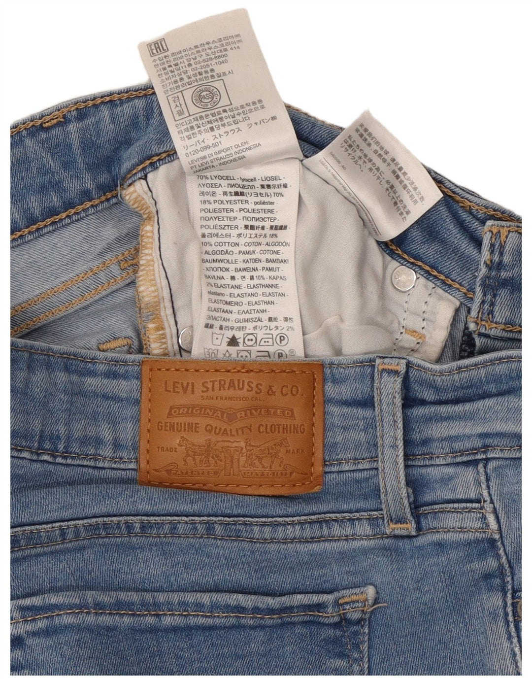 Levi's Dame 711 Skinny Jeans W27 L28 Blå Lyocell