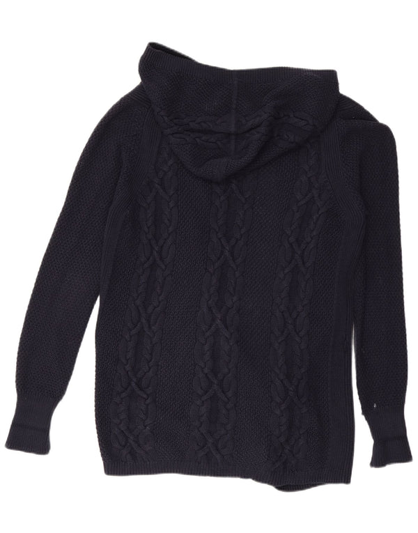 MASSIMO DUTTI Dame Longline Cardigan Sweater UK 10 Small Navy Blue