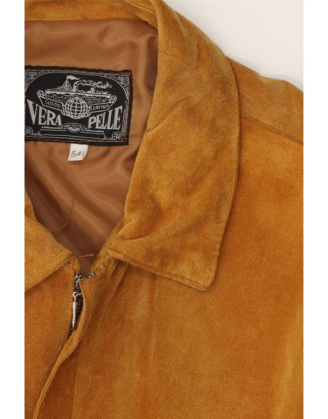 Vintage herre ruskindsjakke IT 54 2XL brunt læder