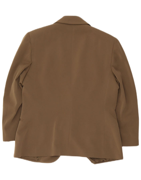 Delia Ferrari Dame 2 Button Blazer Jacket IT 43 Medium Khaki Polyester