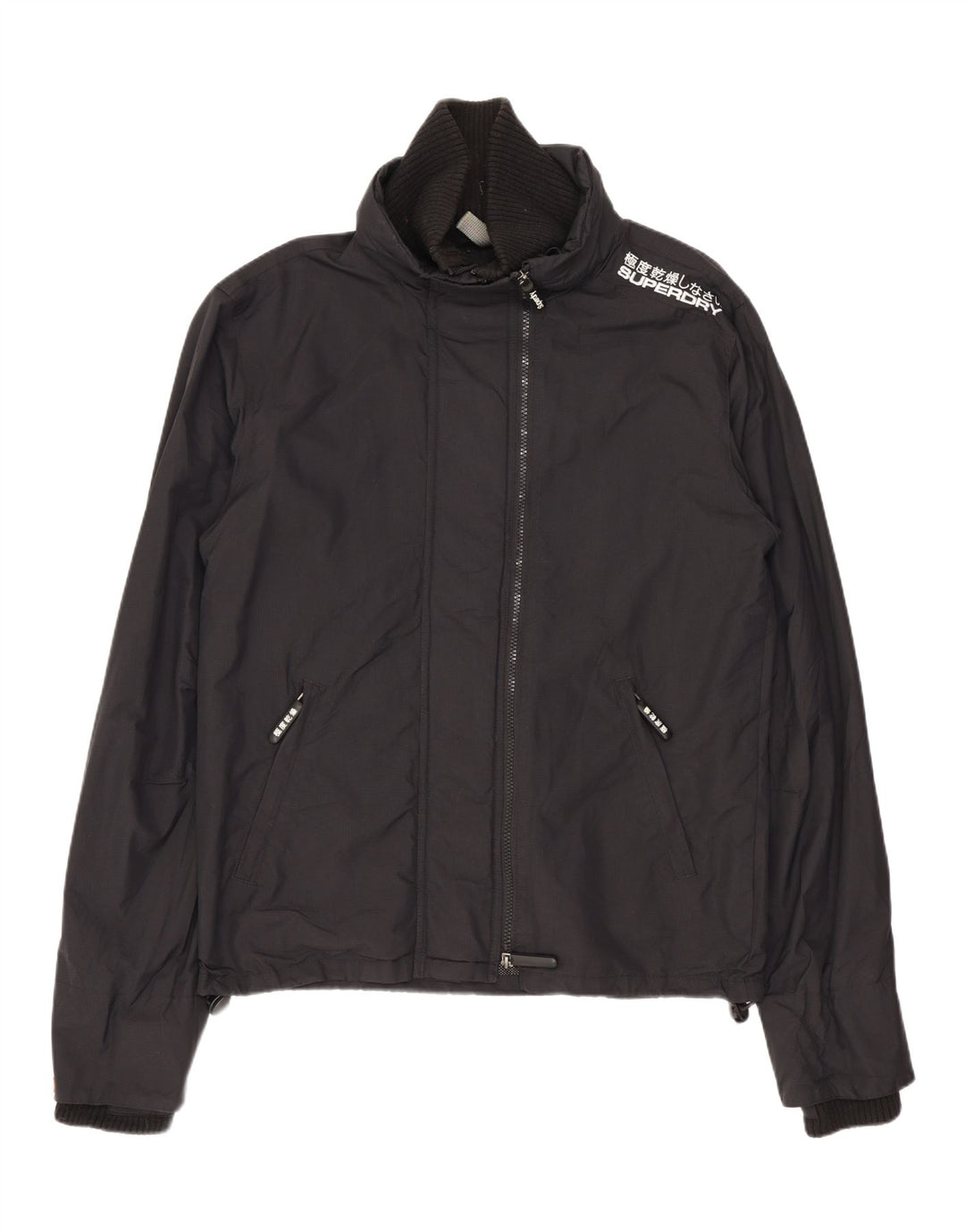 SUPERDRY Grafisk regnjakke til mænd UK 38 Medium Sort Nylon