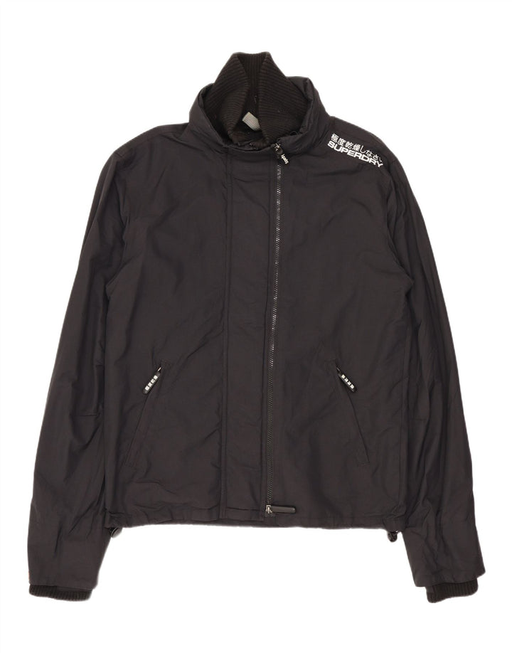 SUPERDRY Grafisk regnjakke til mænd UK 38 Medium Sort Nylon