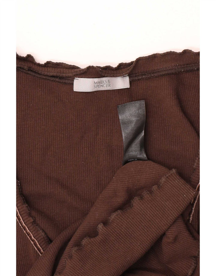 Marks & Spencer dametop 3/4 ærmer UK 16 Stor brun bomuld