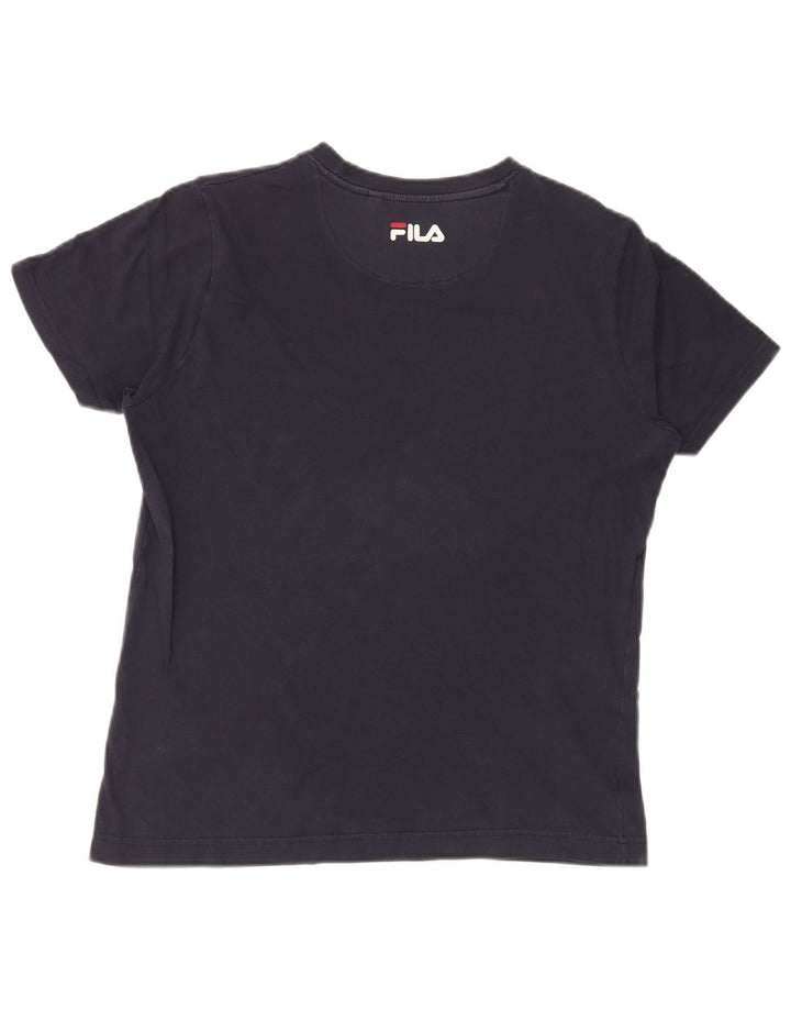 Fila Herre grafisk T-shirt Top Small Navy Blue Colourblock