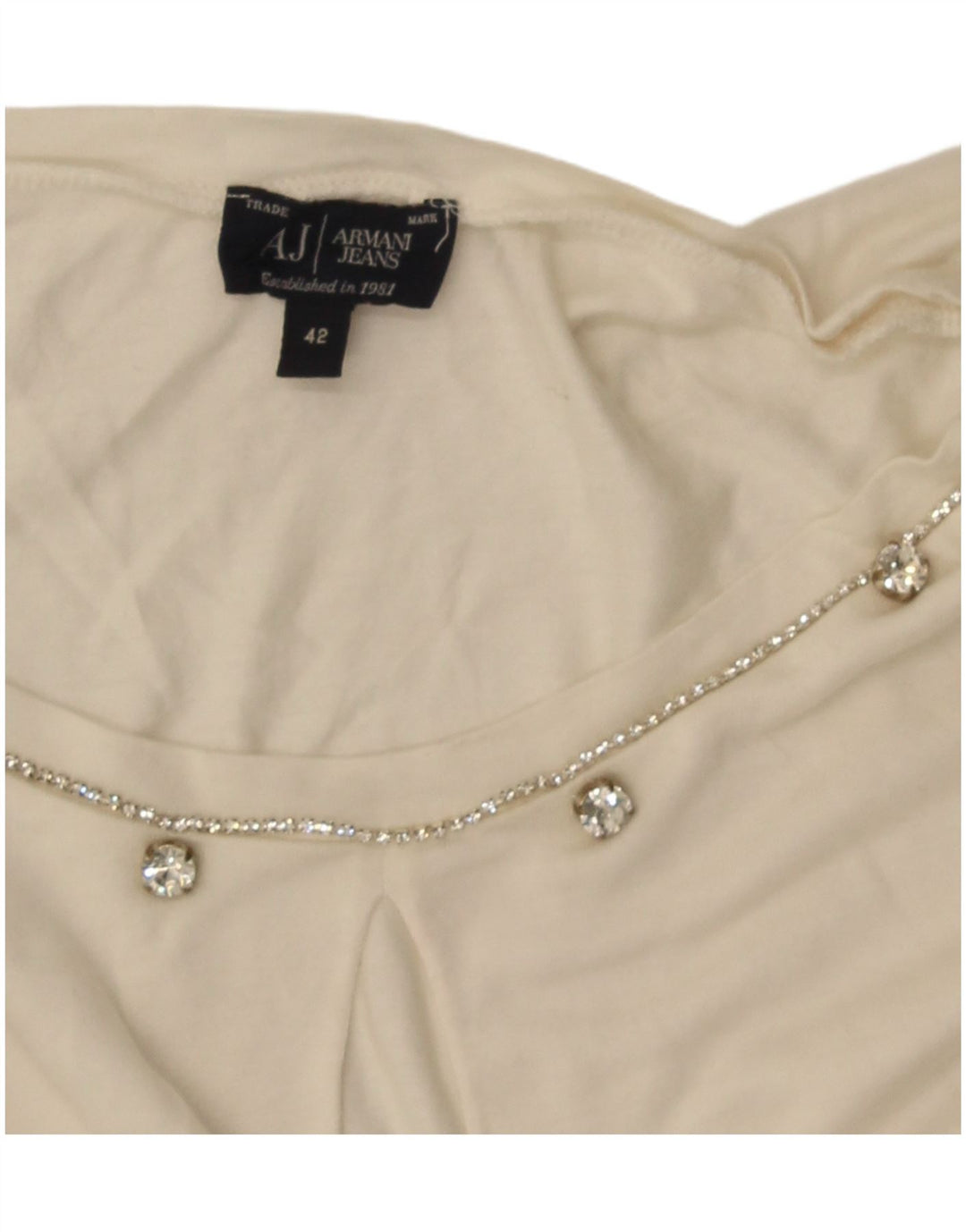 Armani Jeans Dame Top Langærmet IT 42 Medium White