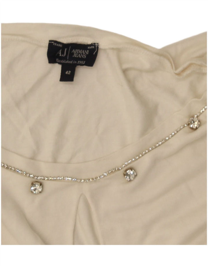Armani Jeans Dame Top Langærmet IT 42 Medium White