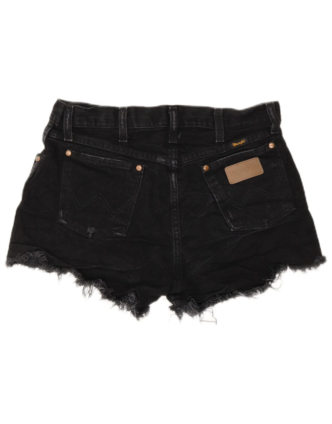 WRANGLER Dames Distressed Denim Shorts W32 Large Black
