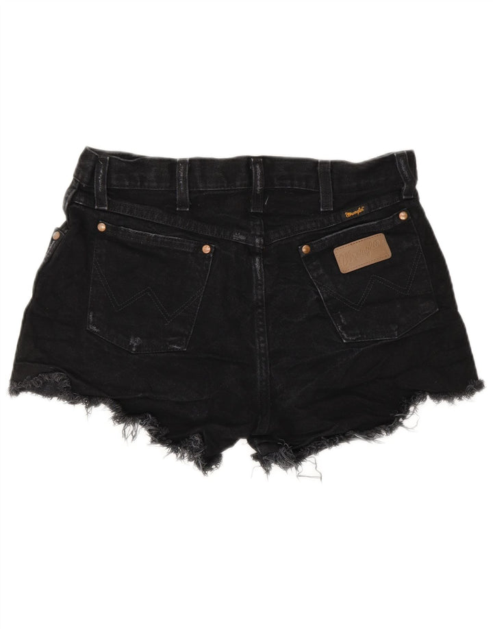 WRANGLER Dames Distressed Denim Shorts W32 Large Black