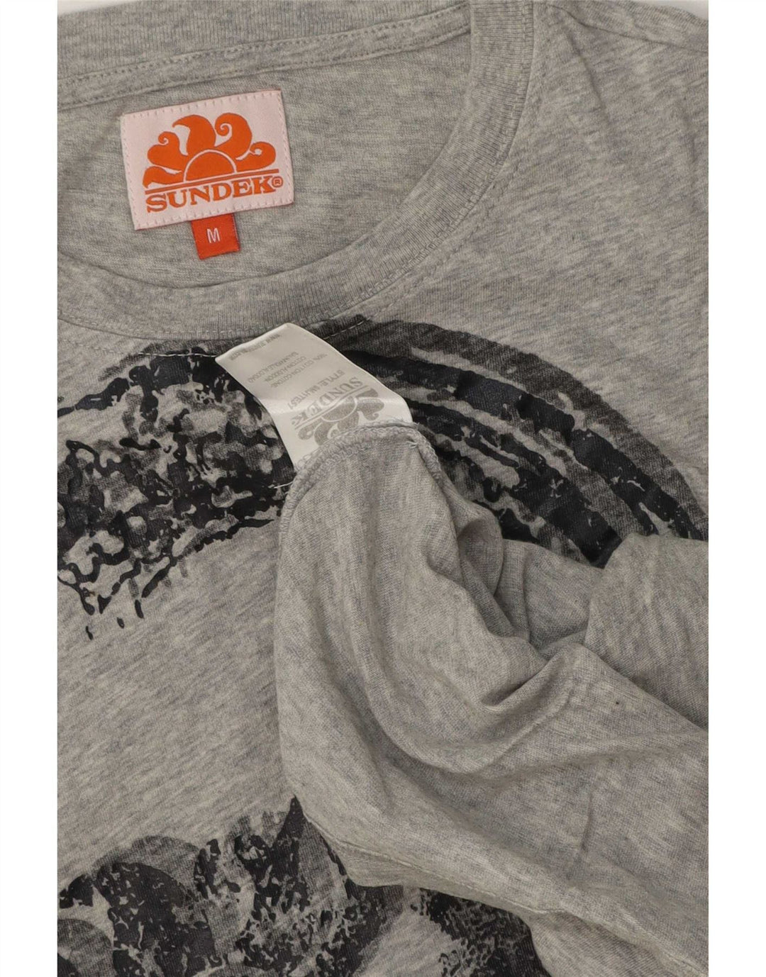 Sundek Herre grafisk T-shirt Top Medium Grey Flecked Bomuld