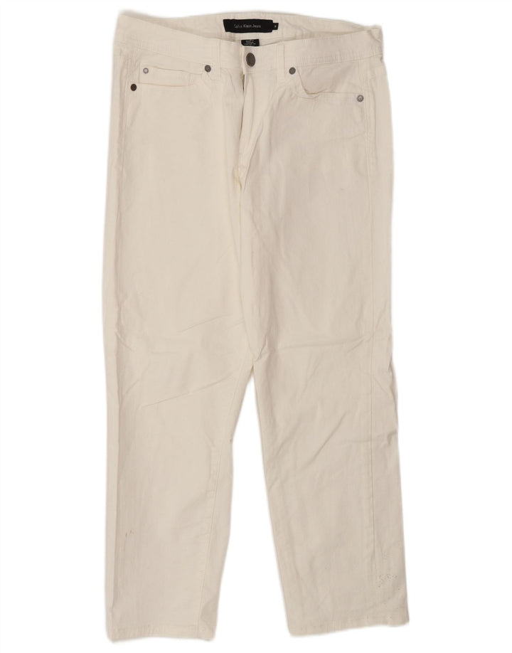 Calvin Klein Dame Straight Jeans US 10 Medium W30 L26 Hvid Bomuld
