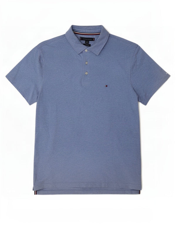 Tommy Hilfiger Herre Slim Fit Polo Shirt Large Blue Flecked Bomuld