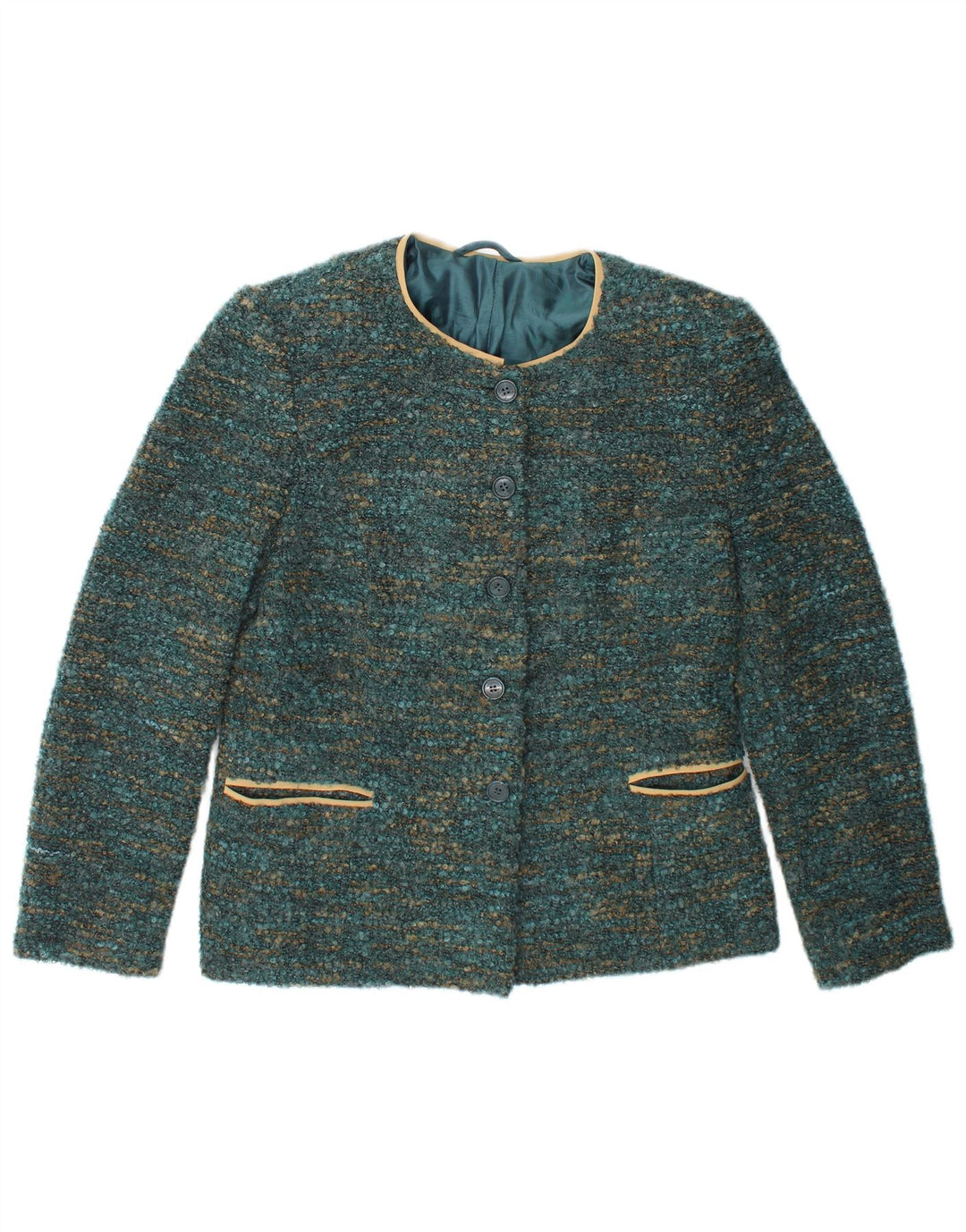 Vintage dame 4-knaps blazerjakke UK 12 Medium Green Flecked