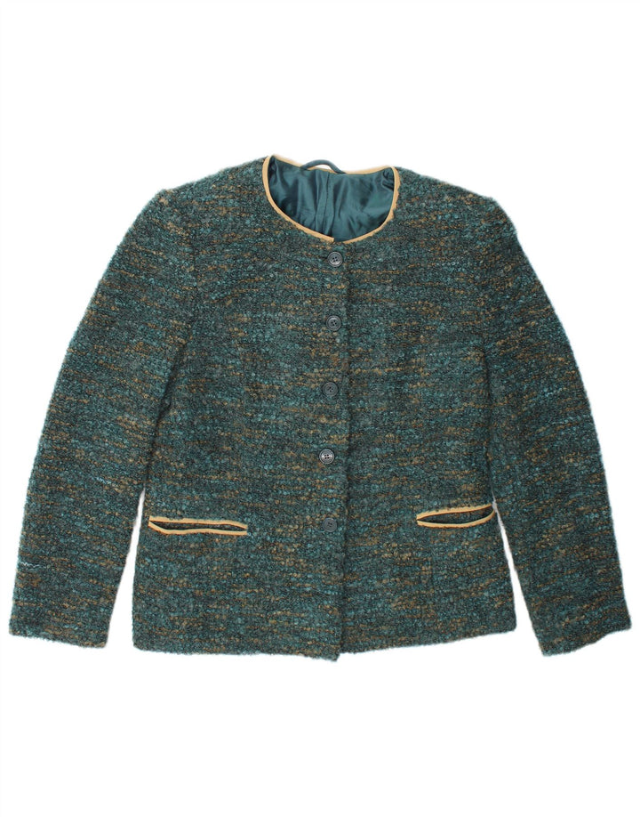 Vintage dame 4-knaps blazerjakke UK 12 Medium Green Flecked