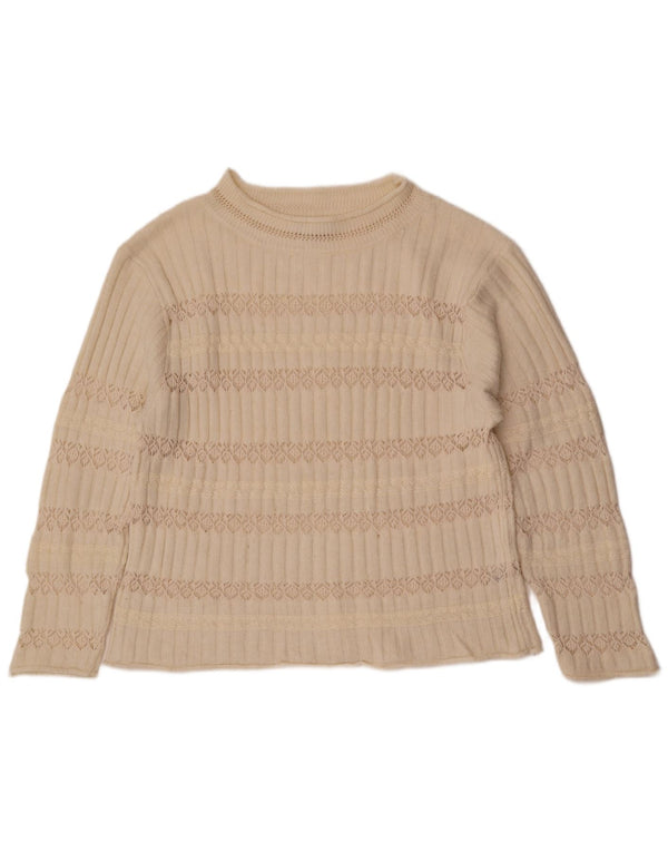 Zara Dame Boat Neck Jumper Sweater UK 10 Small Off White Stribet