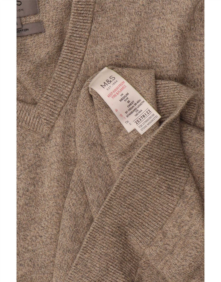 Marks & Spencer Herrevest Tank Top Medium Beige Flecked Bomuld