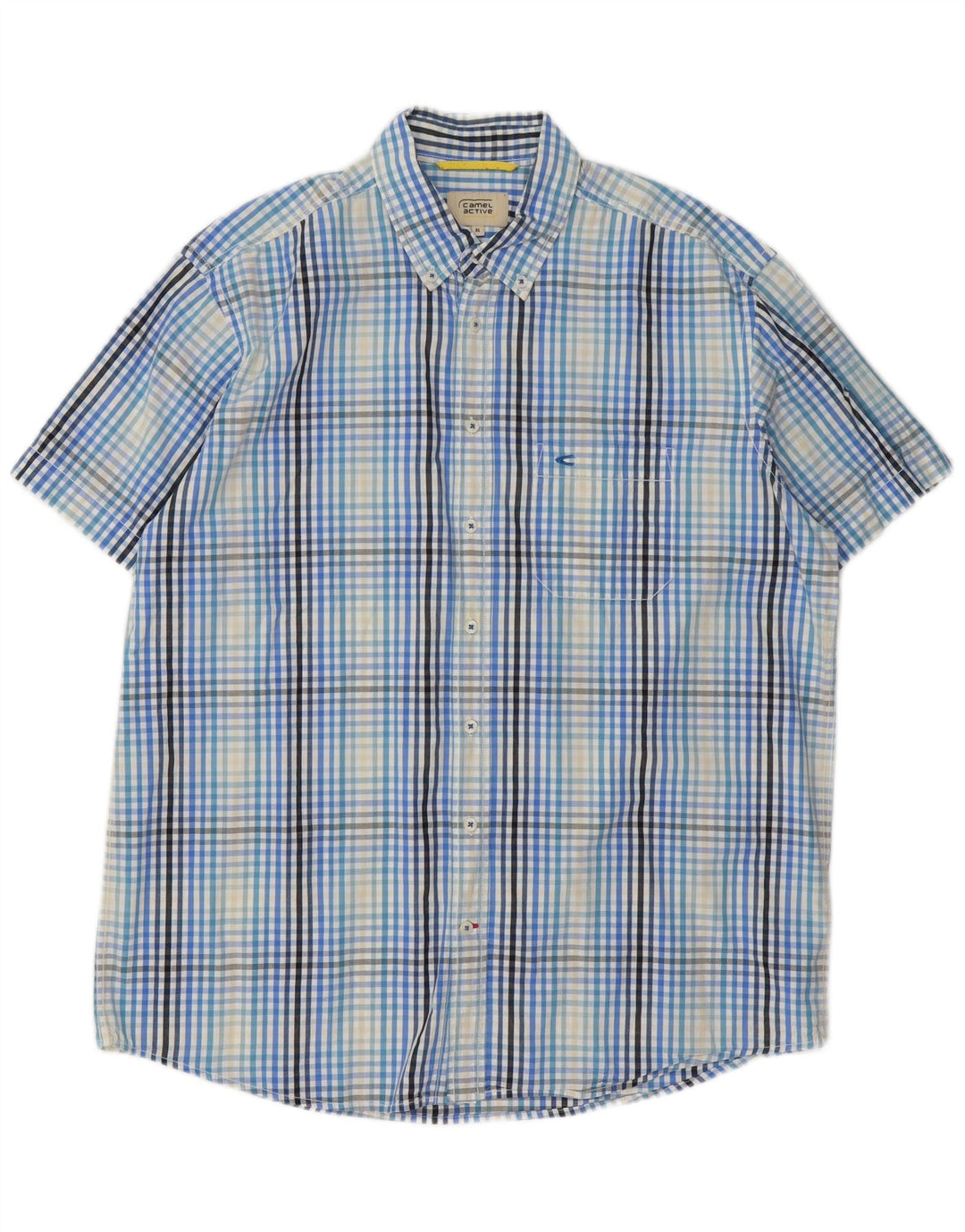 Camel Active Kortærmet Herreskjorte XL Blå Gingham Bomuld