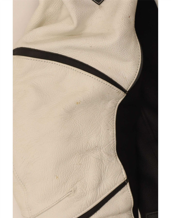 Vanucci Herre grafisk læder racerjakke EU 48 Small White Colourblock