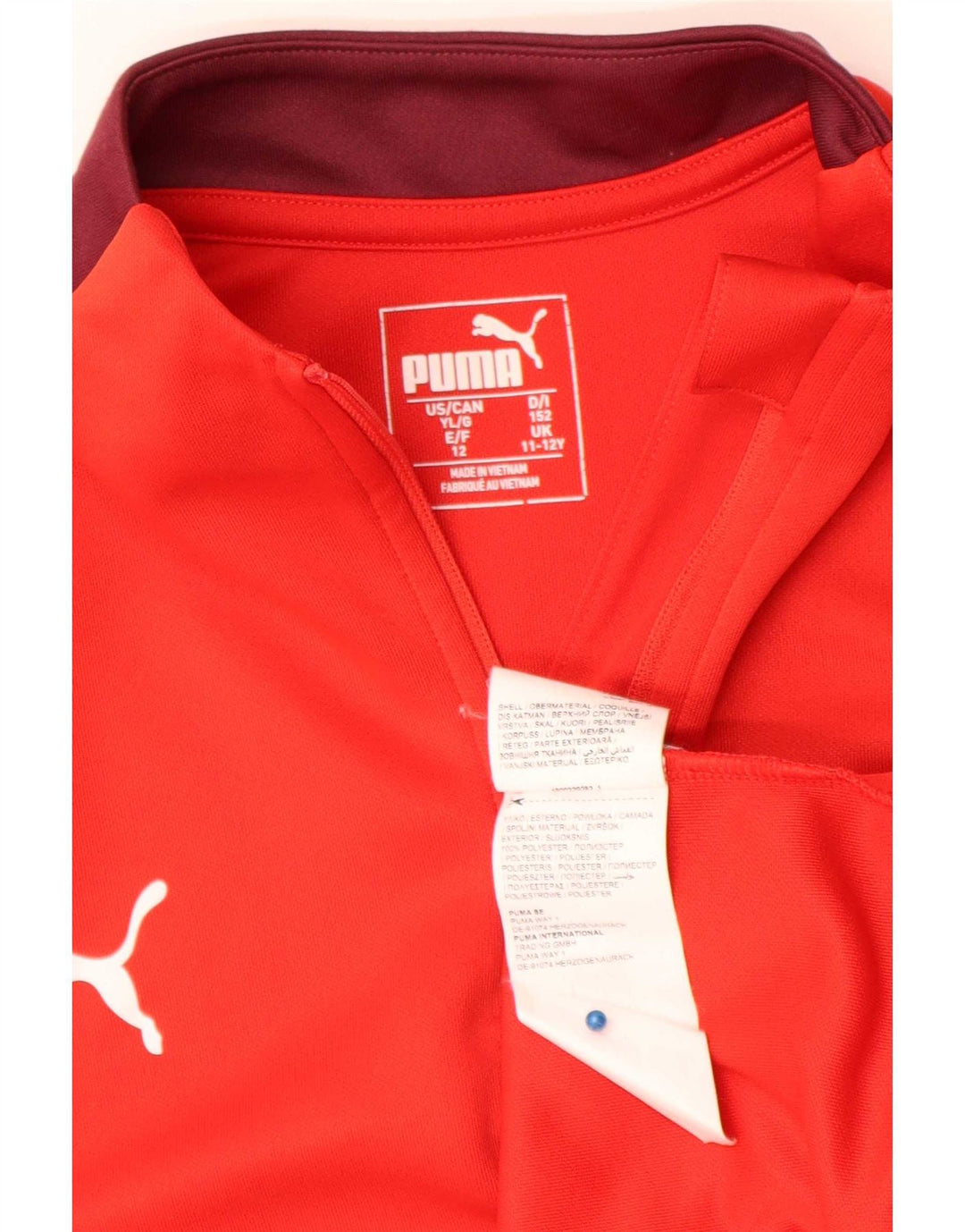 Puma Boys Zip Neck Pullover Træningsdragt Top 11-12 år Rød Colourblock