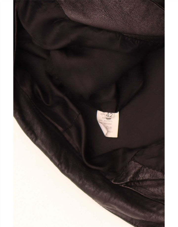 Vintage dame 1 knap læder blazerjakke IT 42 Medium Sort