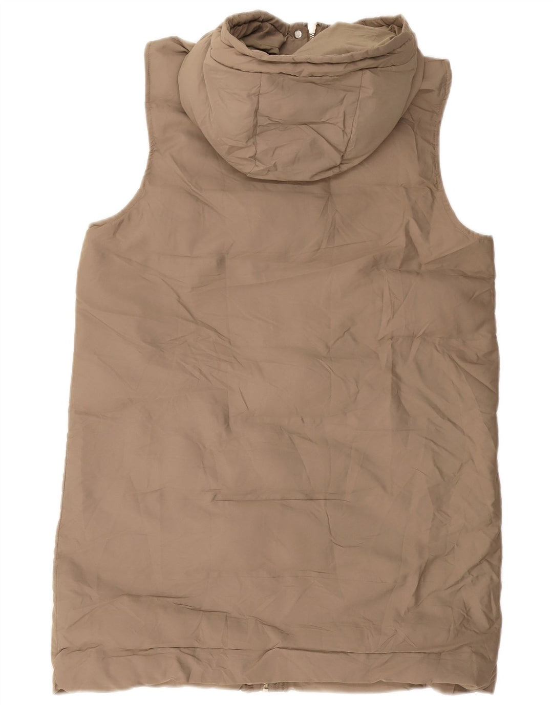 ZARA Longline, polstret hættetrøje til kvinder, UK 12 Medium Beige Polyester