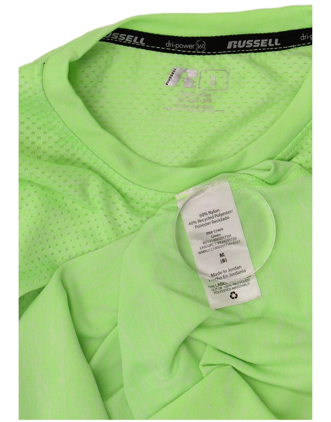 Russell Athletic Boys Dri-Power T-Shirt Top 7-8 år Medium Grøn Nylon