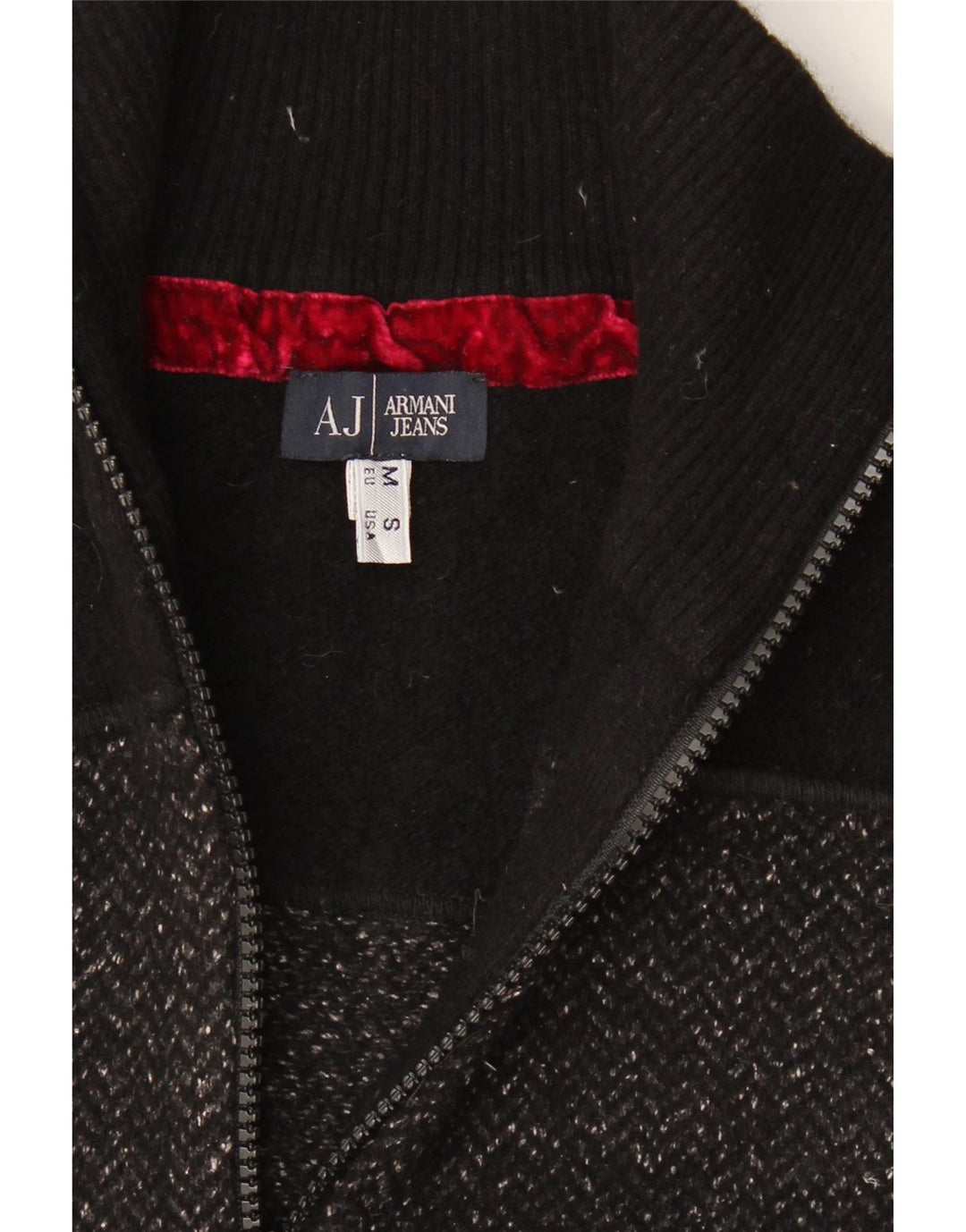 Armani Jeans Dame Cardigan Sweater UK 10 Small Black Chevron
