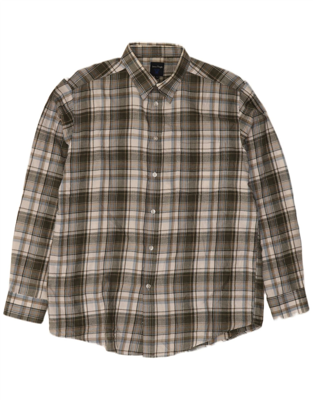 James Pringle herre flannelskjorte mellemgrå ternet polyester