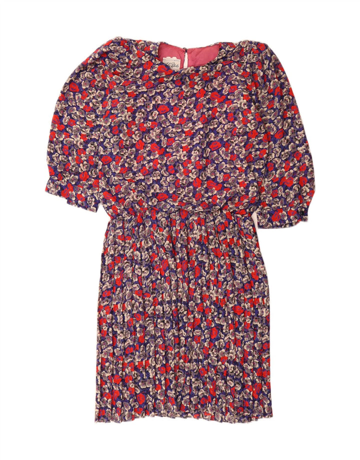 Vintage kvinders 3/4 ærmer skede kjole US 8 Medium Multicolored Floral