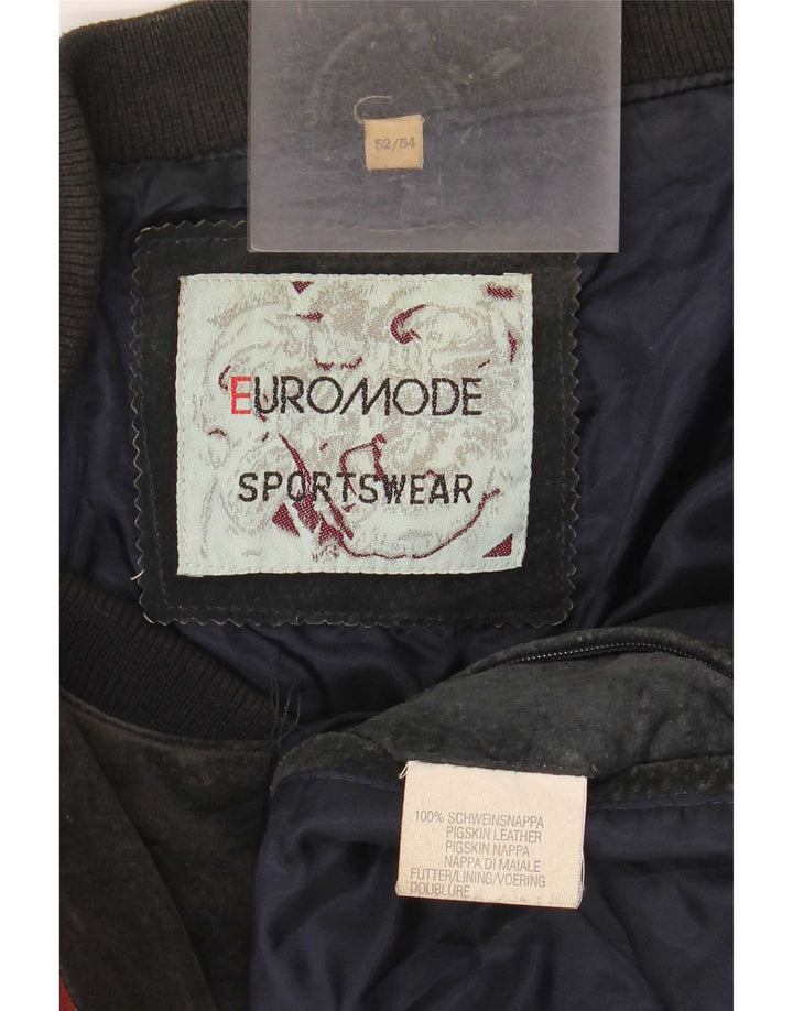 Euro Mode Herre Ruskind Bomber Jacket IT 52/54 XL Flerfarvet Colourblock