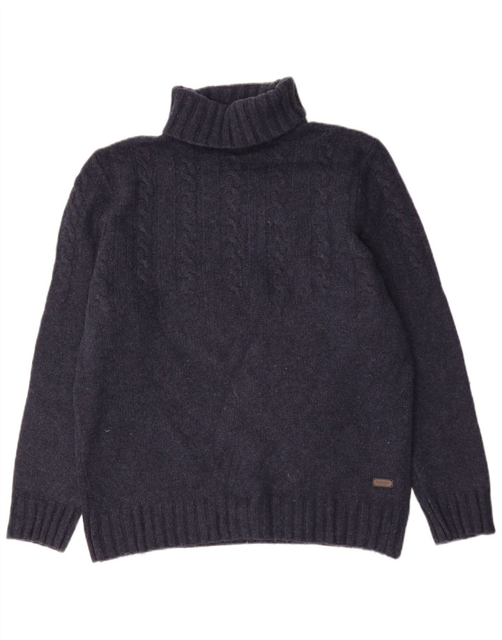 Barbour Herre rullehals sweater stor marineblå uld