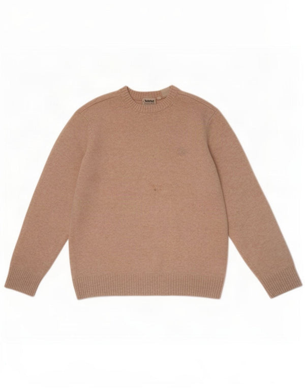 Timberland Herre Boat Neck Jumper Sweater Stor Beige Lammeuld