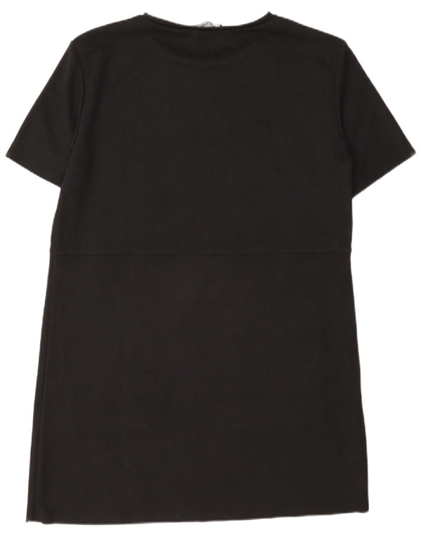 Zara Dame T-Shirt Kjole UK 16 Stor Sort Polyester