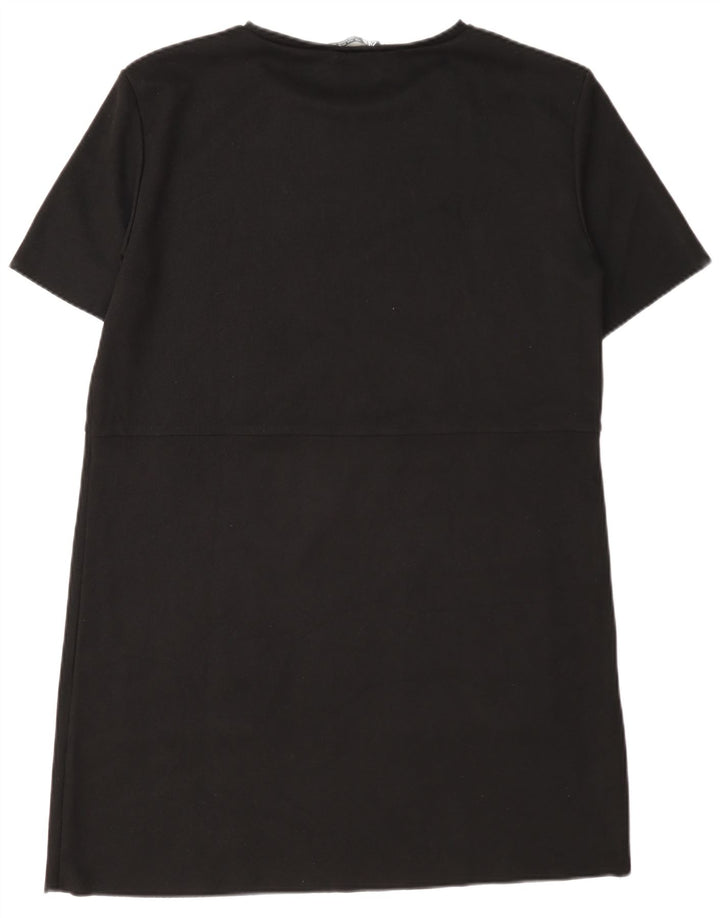 Zara Dame T-Shirt Kjole UK 16 Stor Sort Polyester