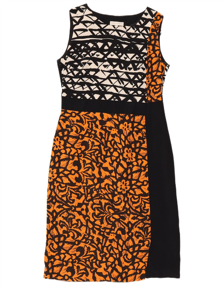 John Rocha Dame Ærmeløs Skede Kjole UK 12 Medium Black Floral Viscose