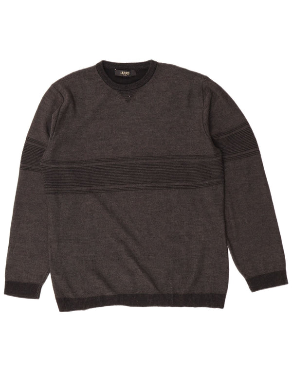 Liu Jo Boys sweater med rund hals 15-16 år 2XL gråstribet akryl