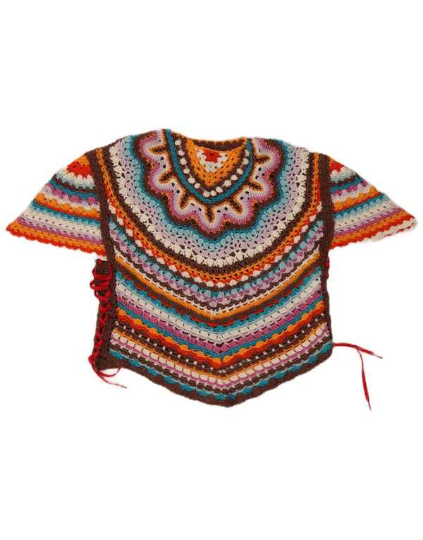 Vintage Dame Asymmetrisk Bluse Top UK 14 Stor Flerfarvet Stribet