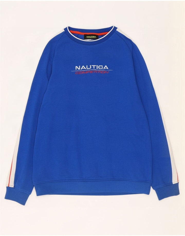 Nautica Herre Grafisk Sweatshirt Jumper Stor Blå Colourblock Bomuld