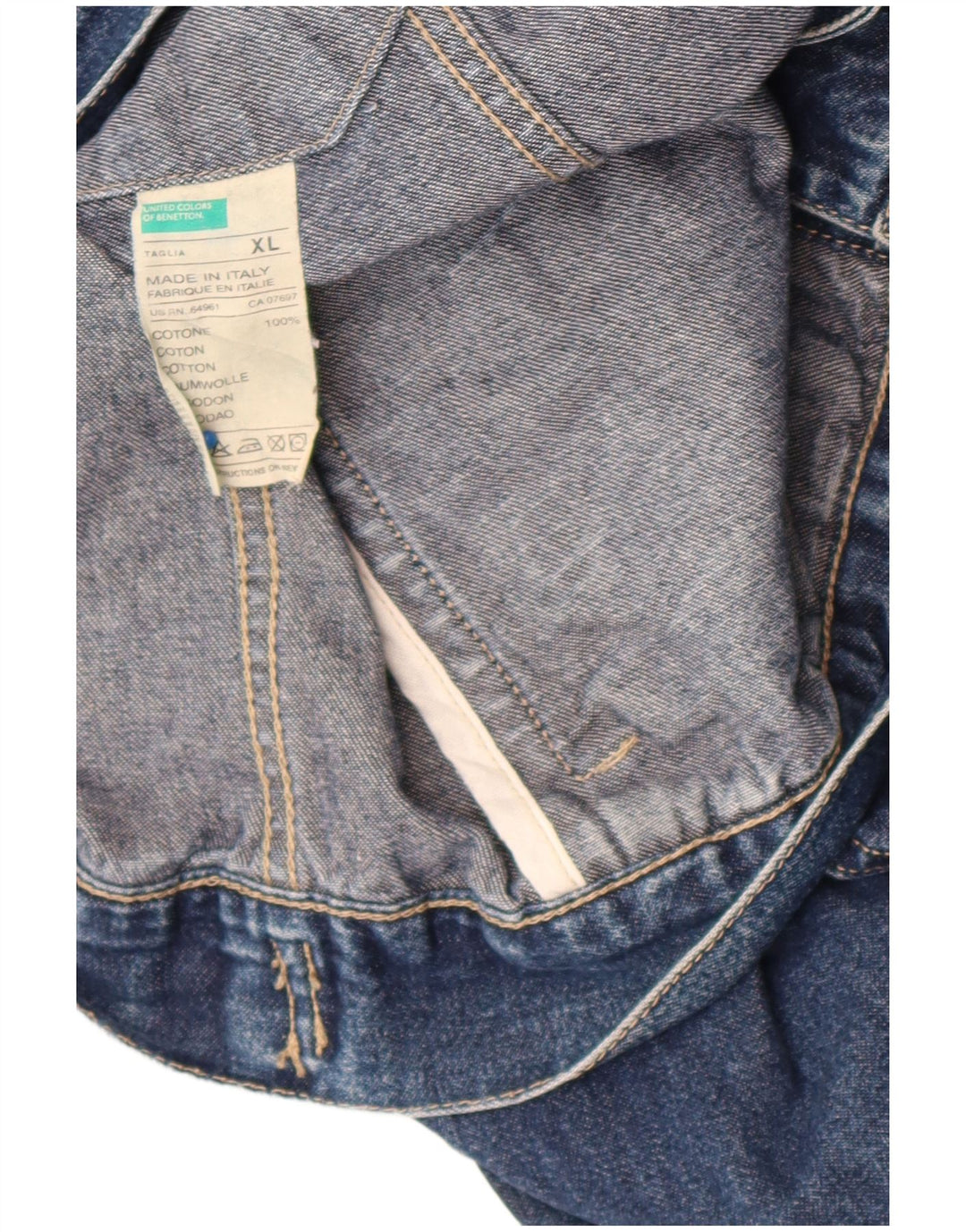 Benetton Herre denimjakke UK 42 XL Blå Bomuld