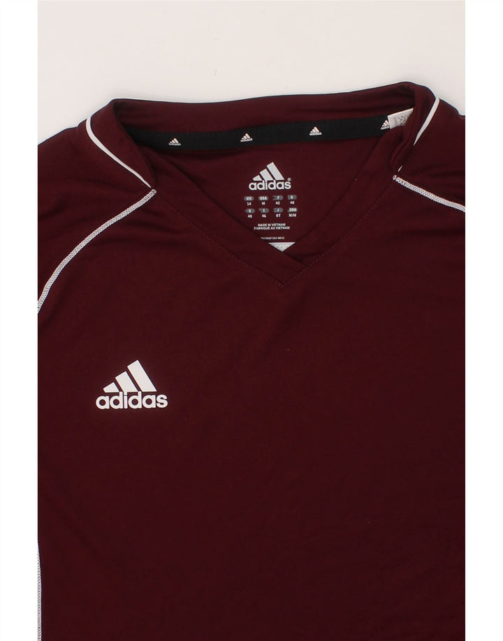 ADIDAS Womens Climacool T-Shirt Top UK 14 Medium  Maroon Polyester Vintage Adidas and Second-Hand Adidas from Messina Hembry 