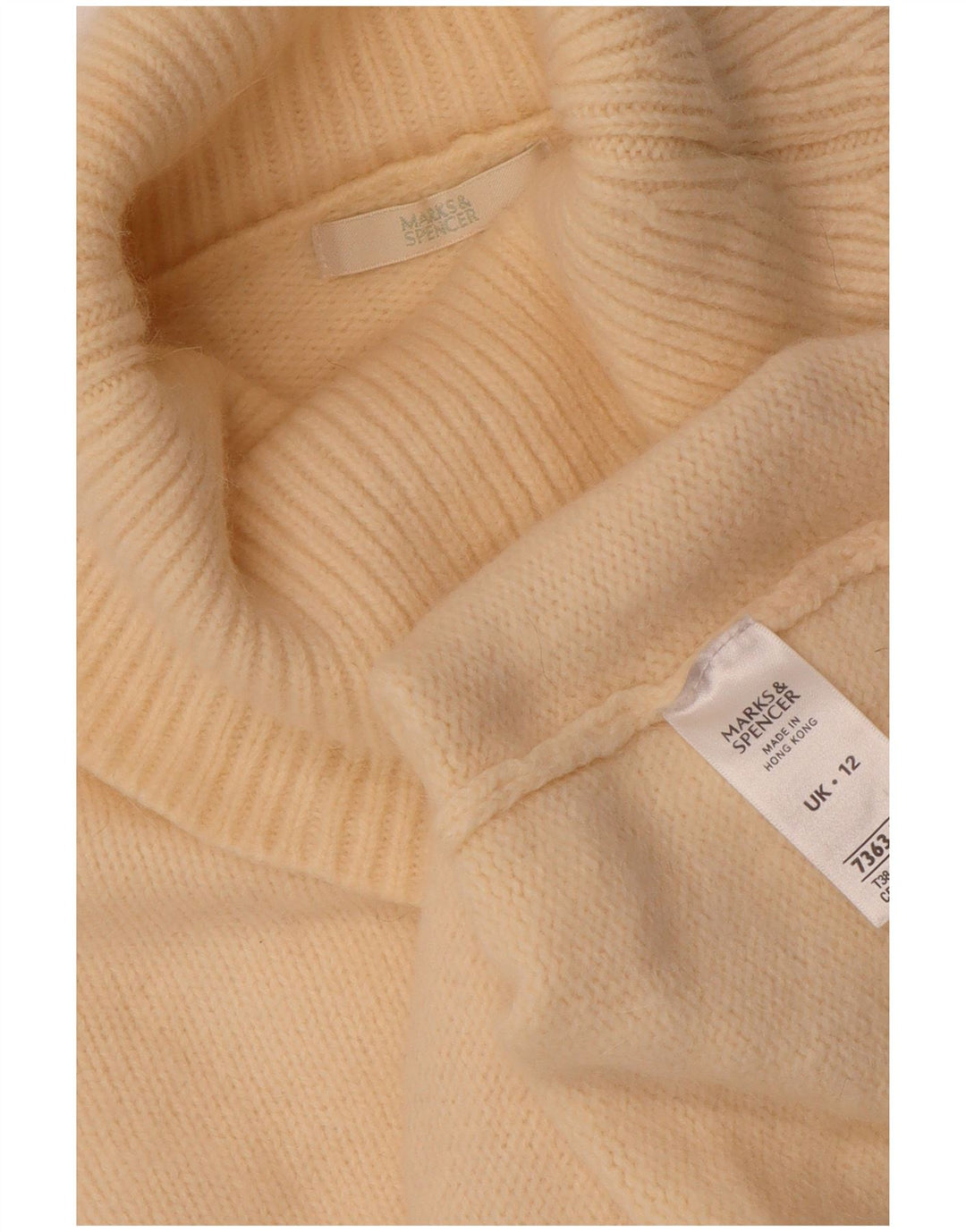 Marks & Spencer Dame Roll Neck Jumper Sweater UK 12 Medium Beige Floral