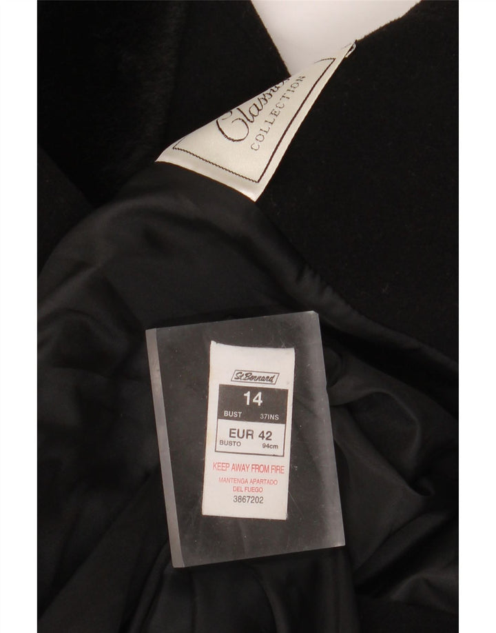 St. Bernard dobbeltradet frakke til kvinder UK 14 Stor sort uld